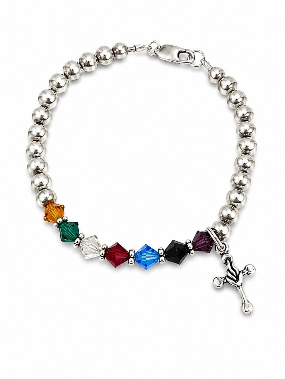 HANDMADE Multicolor Beaded Salvation Bracelet with Cross Charm